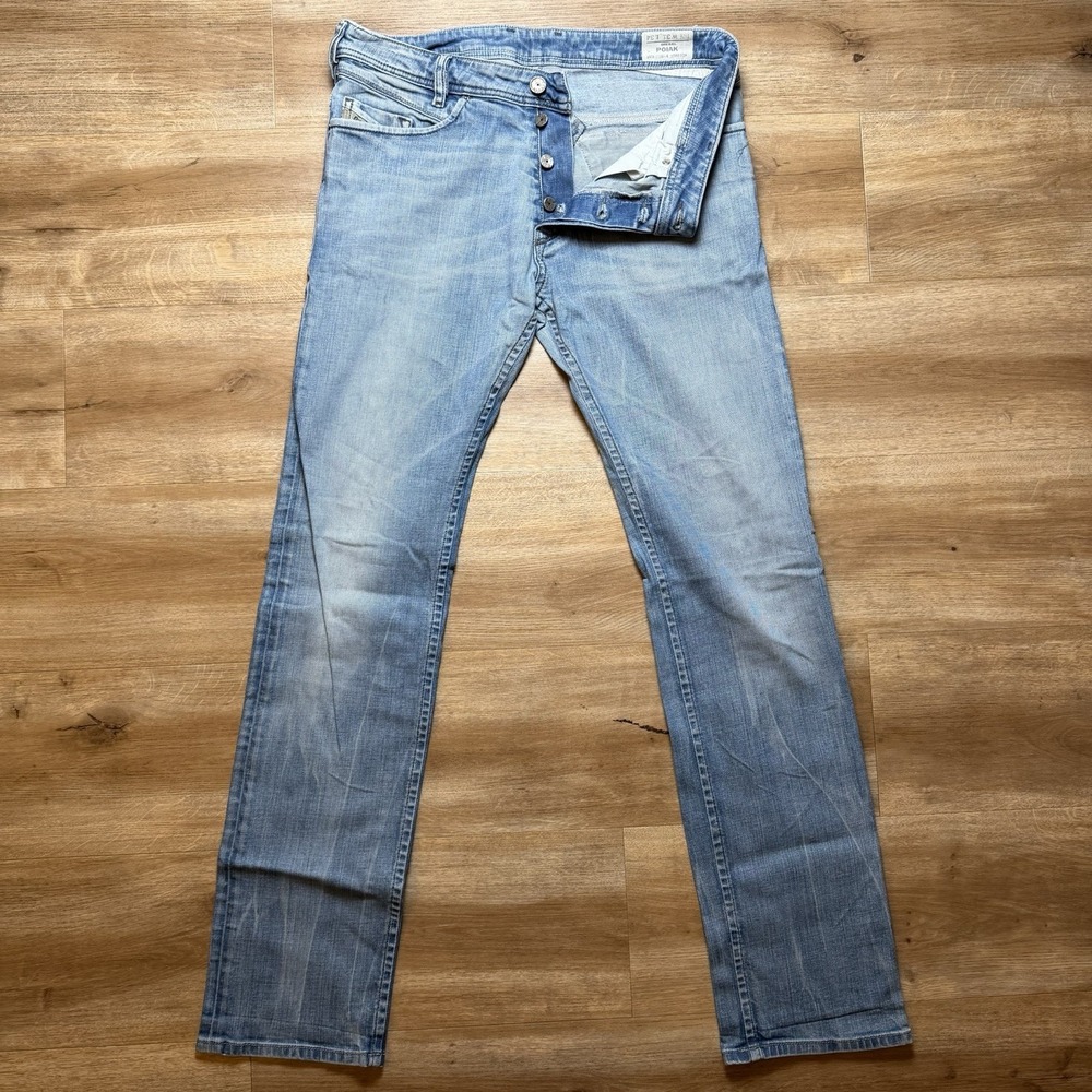 Diesel Jeans Men 31x32 Blue Poiak Regular Slim Tapered Stretch Zip Pockets 008N4